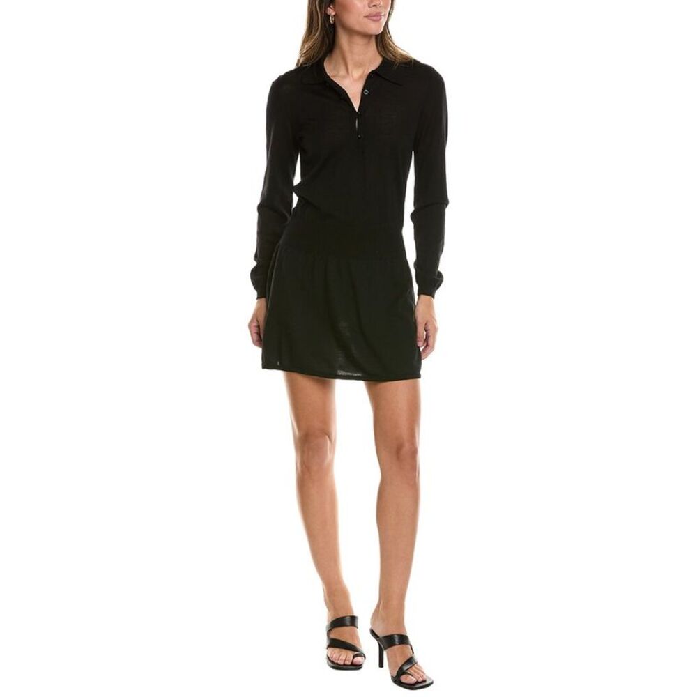 Frame Denim Womens  The Smart Wool Polo Dress, Black